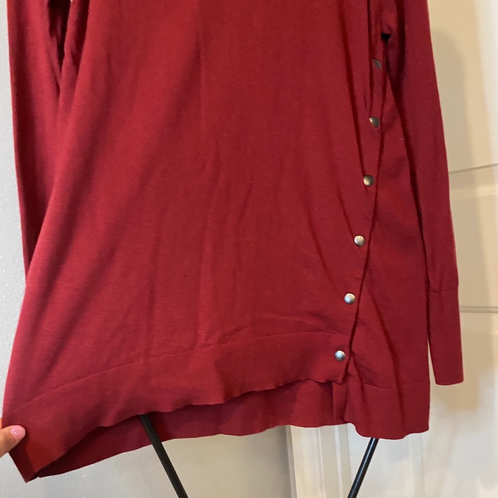Halogen Asymmetrical Side Buttons Tunic Sweater - image 5
